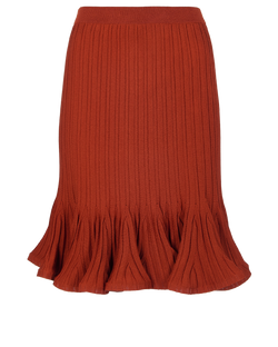 Givenchy Ribbed Fluted Skirt, Viscose, Orange, Sz S, 3*