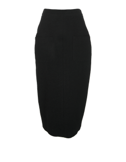 Chanel Double Pocket Pencil Skirt, Wool/Nylon, Black, UK8, 2*