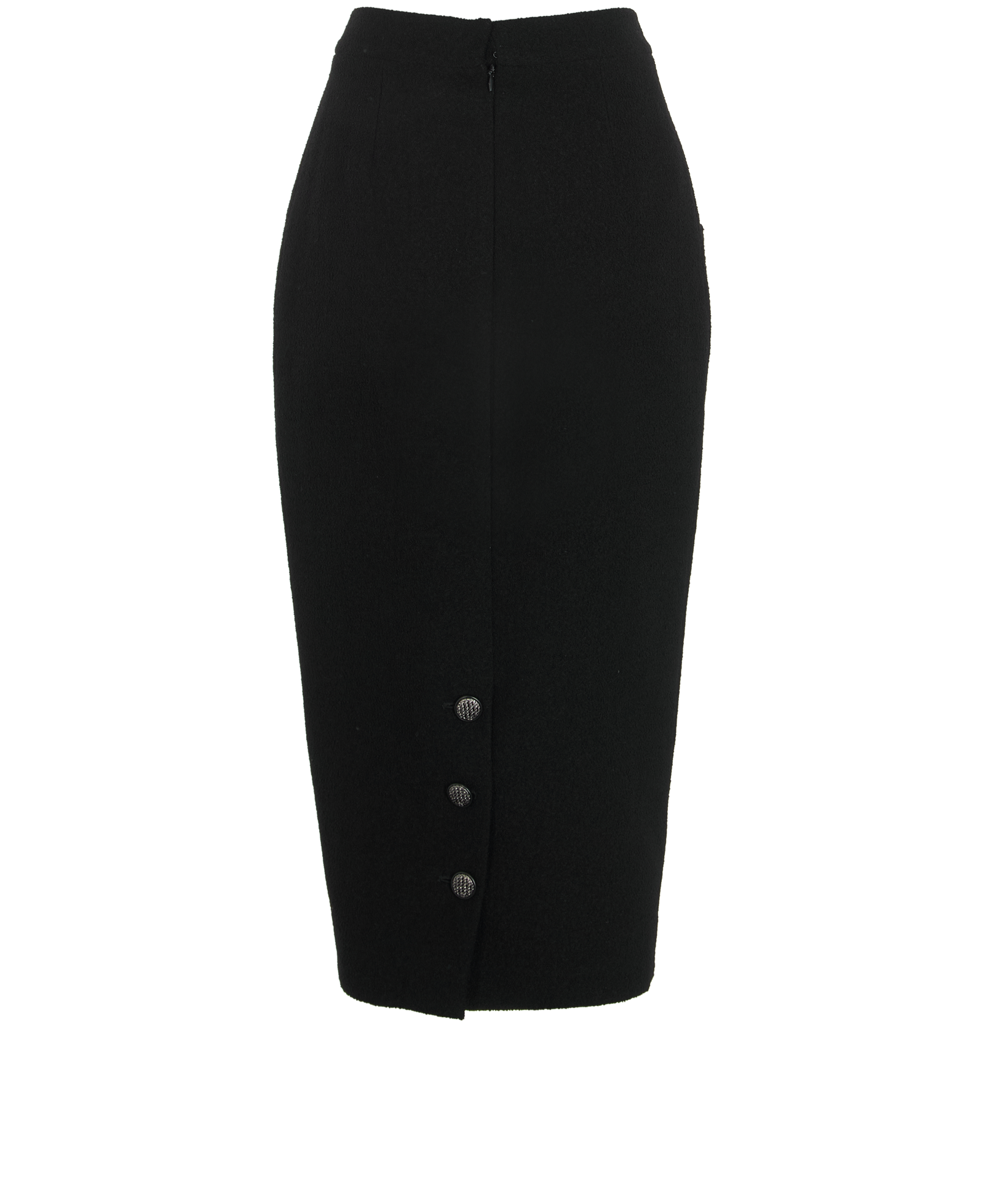 Chanel Double Pocket Pencil Skirt, &pound;550, Clothing, Black, Nylon/Wool, Back view