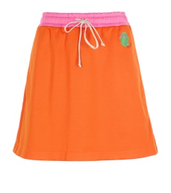 Gucci Rabbit Embroidered Mini Skirt, Poly/Cotton, Orange, Sz XS, 2*