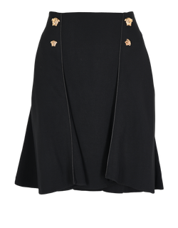 Versace Medusa Buttons Skirt, Viscose, Black, UK12, 2*