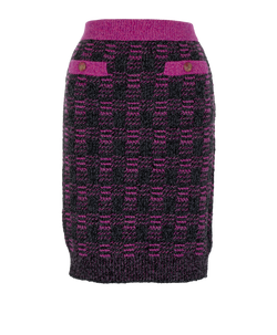 Chanel Knitted Pencil Skirt, Cashmere/Wool, Grey/Purple, UK8, 2*