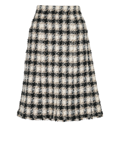Chanel Tweed Flared Skirt, £450, Clothing, Black/Cream/Navy, Cotton, Front view
