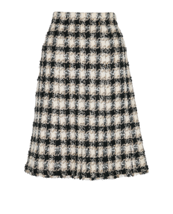 Chanel Tweed Flared Skirt, Cotton, Cream/Black/Navy, UK14, 2*
