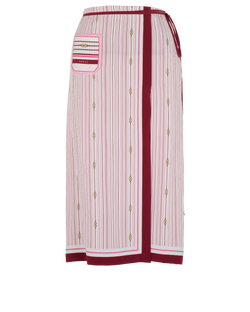 Gucci Stripe & Horsebit Skirt, Silk, White/Red, UK8, 2*