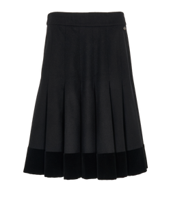 Chanel Pleated Skirt, Cotton/Wool, Black, UK14, 2*