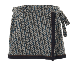 Christian Dior Oblique Mini Wrap Skirt, Poly, Grey, UK8, 2*