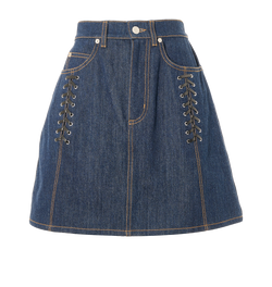 Alexander McQueen Mini High Waisted Skirt, Cotton, Blue, Sz S, 3*