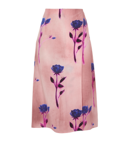 Gucci Floral Print Skirt, Silk, Pink, UK10, 2*
