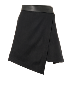 Loewe Belted Wrap Mini Skirt, cotton, Black, UK6, 2*