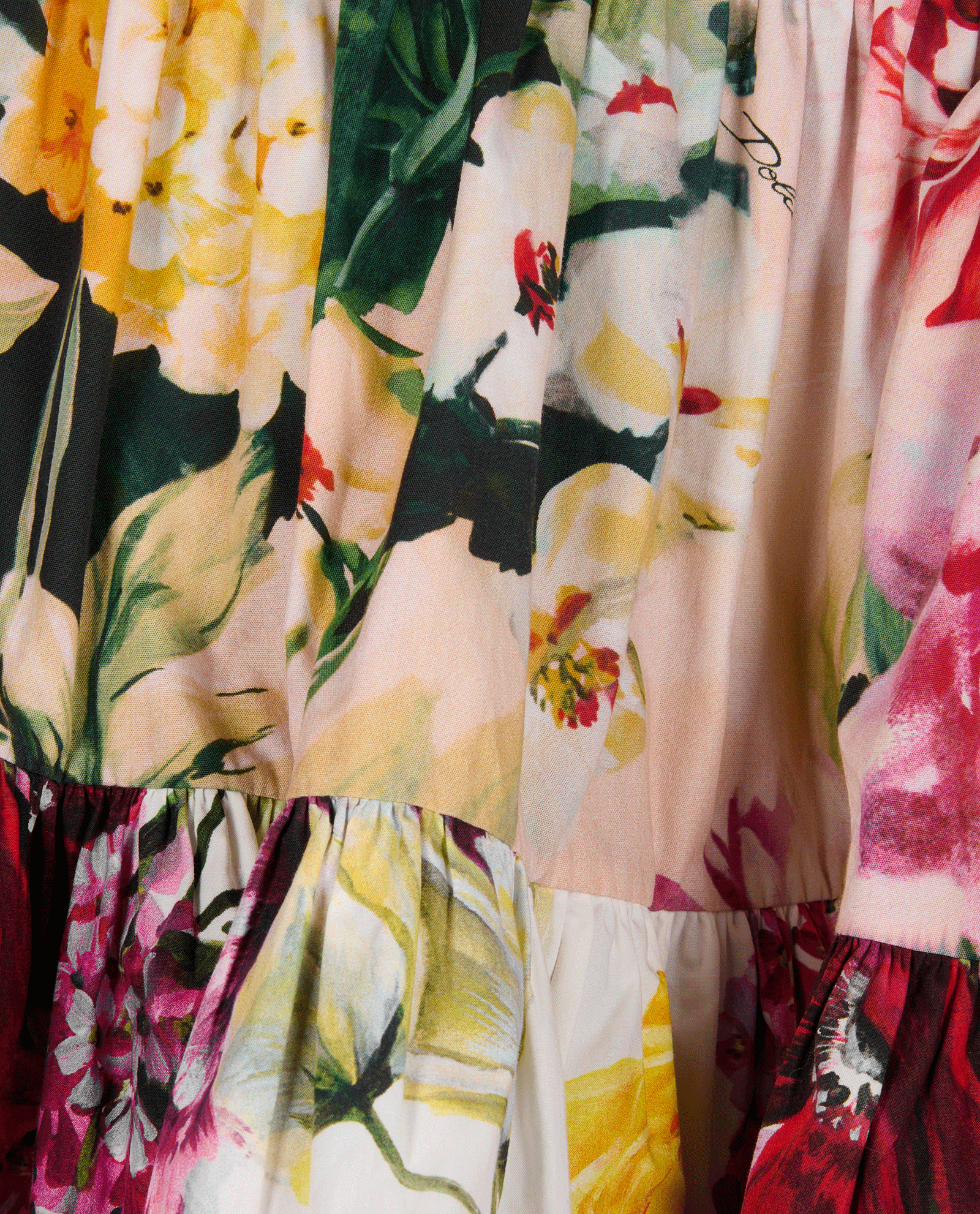 Dolce & Gabbana Tiered Floral Skirt, &pound;180, Clothing, Black/Pink, Cotton, Other view