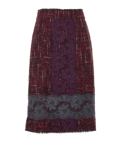 Dolce & Gabbana Tweed Pencil Skirt, Wool, Red, UK12, 2*