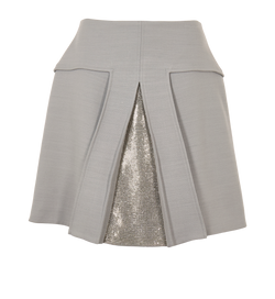 Versace Embellished Mini Skirt, Wool, Grey, Sz L, 2*