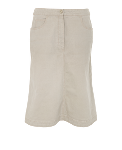Chanel 03P Logo-Plaque Skirt, Cotton, Taupe, UK14, 2*