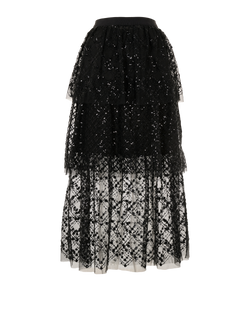 Self-Portrait Sequin Layered Skirt, Poly, Black, UK8, 2*