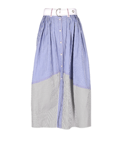 Chloe Striped Skirt, Cotton, Blue/White, UK 6, 3*