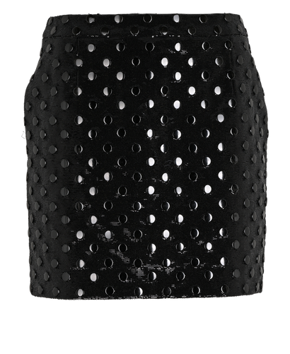 Saint Laurent 2019 Sequin & Polka Dot Mini Skirt, &pound;210, Clothing, Black, Wool, Front view
