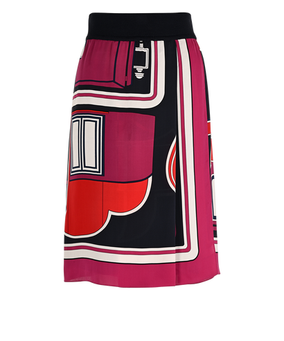 Hermes Print Wrap Skirt, £150, Clothing, Navy/Purple, Silk, Front view