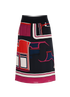 Hermes Print Wrap Skirt, £150, Clothing, Navy/Purple, Silk, Back view