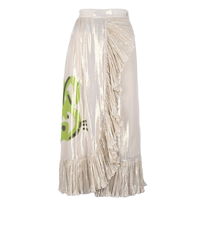 Gucci Ruffled Skirt, £190, Clothing, Beige, Silk, Front view
