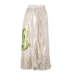 Gucci Ruffled Skirt, Silk, Beige, UK6, 3*