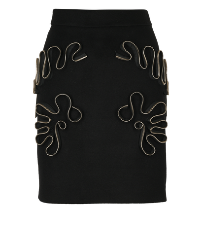 Stella McCartney Swirling Zips Skirt, £90, Clothing, Black, Wool, Front view