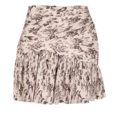 Zimmermann Pleated Mini Skirt, &pound;110, Clothing, Brown/Cream, Polyester (Polymer), Front view