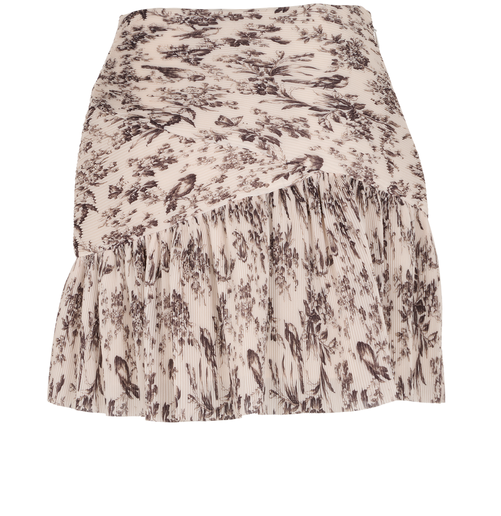 Zimmermann Pleated Mini Skirt, &pound;110, Clothing, Brown/Cream, Polyester (Polymer), Back view