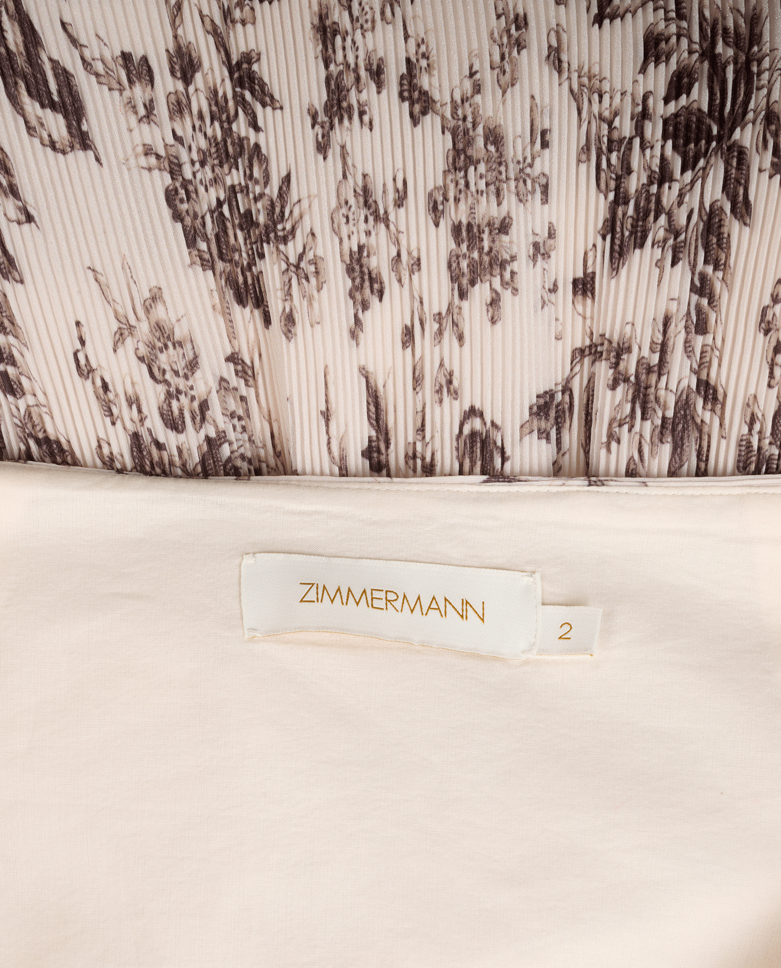 Zimmermann Pleated Mini Skirt, &pound;110, Clothing, Brown/Cream, Polyester (Polymer), Other view