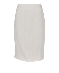 Chanel 09C Logo Plaque Tweed Skirt, Cotton/Rayon, White, UK 12, 3*