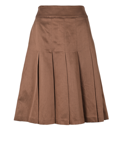 Max Mara Pleated Skirt, £120, Clothing, Brown, Acetate/Cotton, Front view