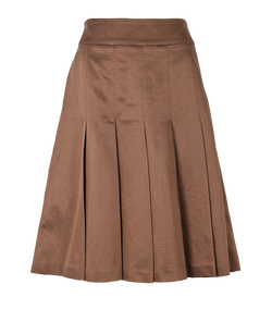 Max Mara Pleated Skirt, Cotton/Acetate, Brown, UK 8, 3*