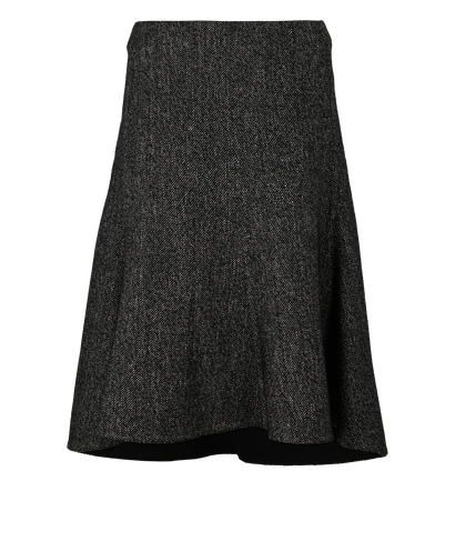 Celine Asymmetric Tweed A-Line Skirt, £120, Clothing, Black, Linen/Wool, Front view