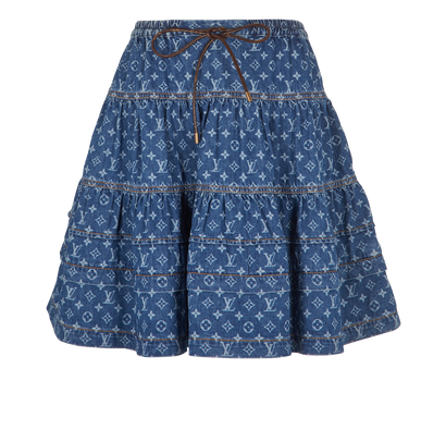 Louis Vuitton Monogram Tiered Skirt, £695, Clothing, Blue, Denim, Front view