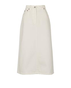Prada Logo Plaque Midi Skirt, Cotton, White, UK 10, 3*