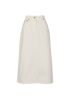 Prada Logo Plaque Midi Skirt, £375, Clothing, White, Cotton, Front view