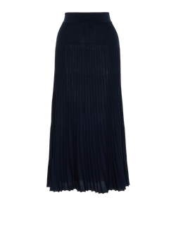 Loro Piana Pleated Long Skirt, Silk/Cotton, Navy, UK6, 1*