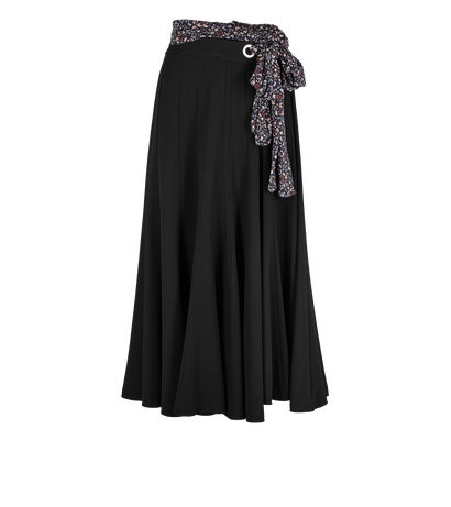 Chloe Pleated Midi Skirt, &pound;120, Clothing, Black, Polyester (Polymer), Front view