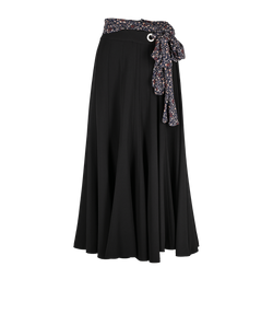 Chloe Pleated Midi Skirt, Polyester, Black, UK8, 3*