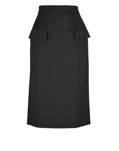 Alexander McQueen Midi Pencil Skirt, &pound;395, Clothing, Black, Wool, Front view