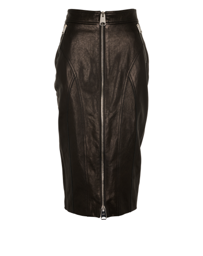 Khaite Zip-Detail Skirt, &pound;220, Clothing, Black, Leather, Front view