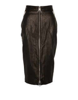 Khaite Zip-Detail Skirt, Leather, Black, UK 10, 3*