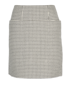 Fendi Houndstooth Mini Skirt, Fleece Wool, White, UK 4, 3*