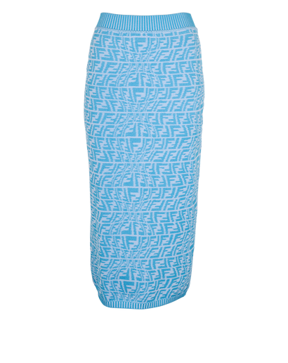 Fendi Vertigo Zucca Knitted Skirt, &pound;275, Clothing, Blue, Viscose, Front view