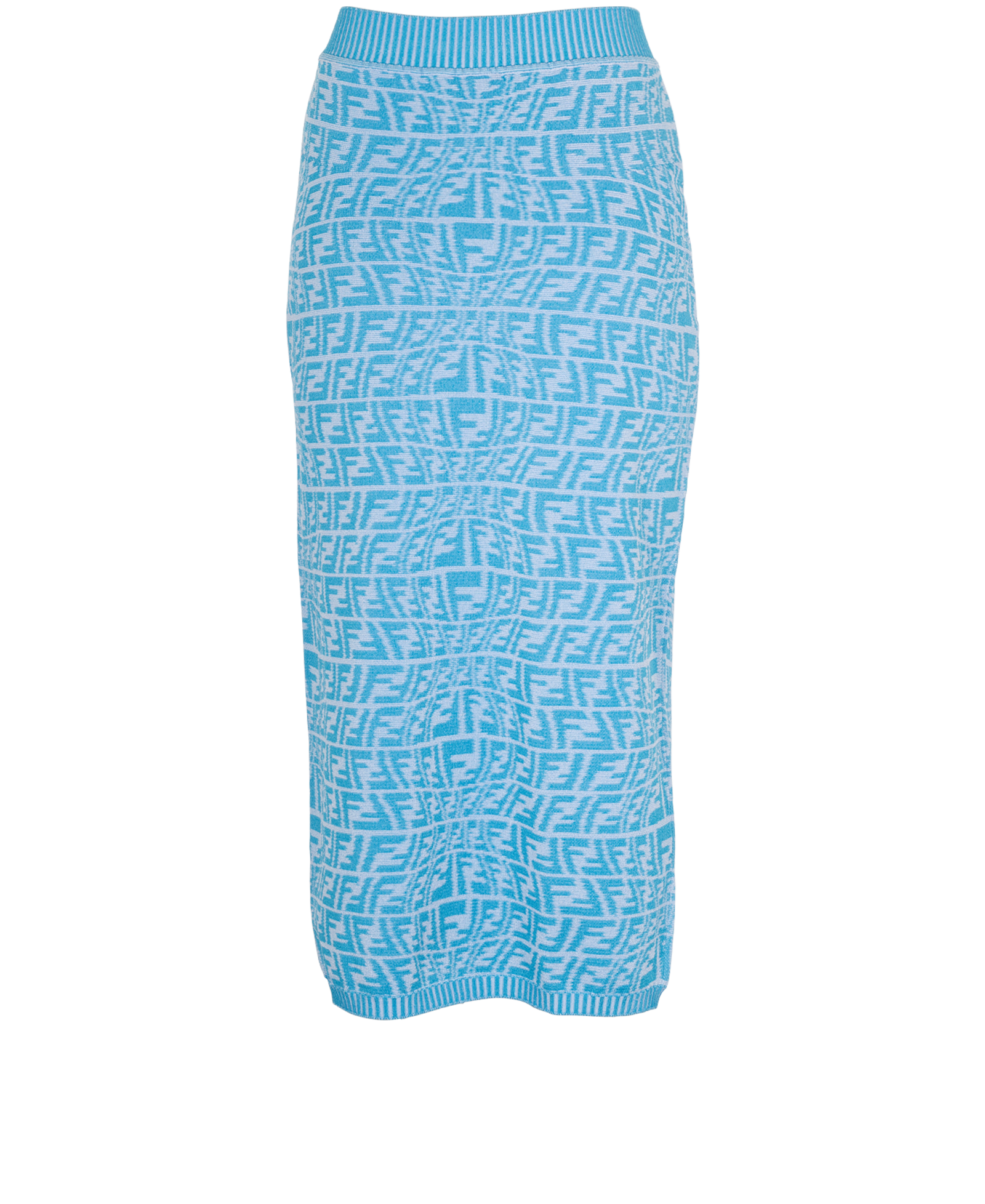 Fendi Vertigo Zucca Knitted Skirt, &pound;275, Clothing, Blue, Viscose, Back view