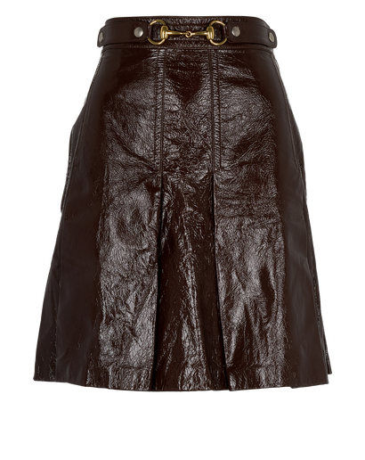 Gucci Horsebit Pleated Skirt, &pound;250, Clothing, Brown, Lambskin Leather, Front view