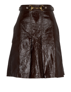 Gucci Horsebit Pleated Skirt, Lambskin, Brown, UK 10, 2*