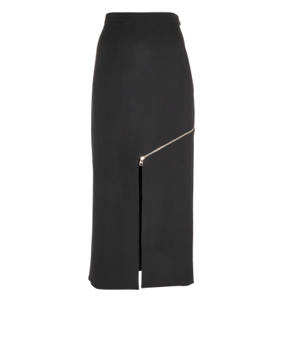 Alexander McQueen Zip-Detail Skirt, &pound;150, Clothing, Black, Wool, Front view