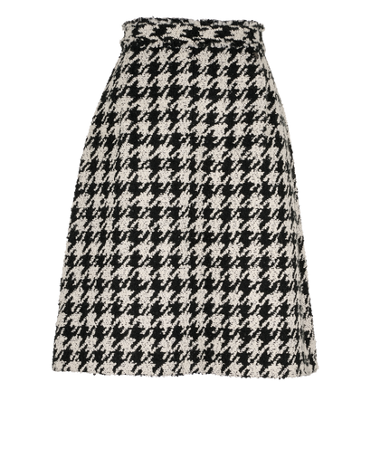 Chanel Houndstooth Tweed A-Line Skirt, &pound;550, Clothing, Black/White, Acrylic Plastic/Wool, Front view