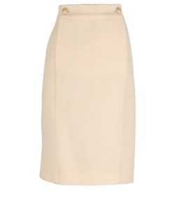 Chanel Button-Detail Pencil Skirt, Wool/Nylon, Cream, UK 18, 3*